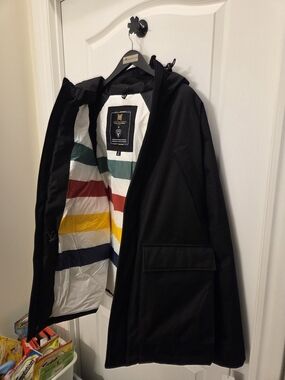 Nobis X HBC Men's Black Hooded Performance Jacket with Color-Stripe Lining